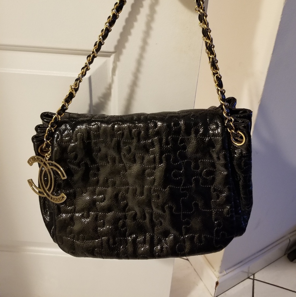 Chanel Puzzle Black Patent Leather Bag